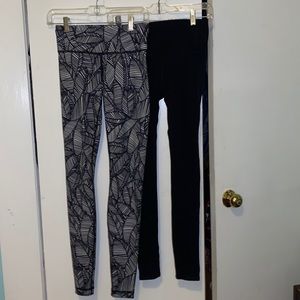Bundle of black Lululemon leggings - size 4 leaf and size 6 lace